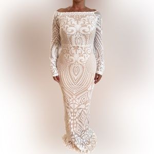 Yissang Women's Floral Sequined Wedding Evening Mermaid Dress Bridal Gown